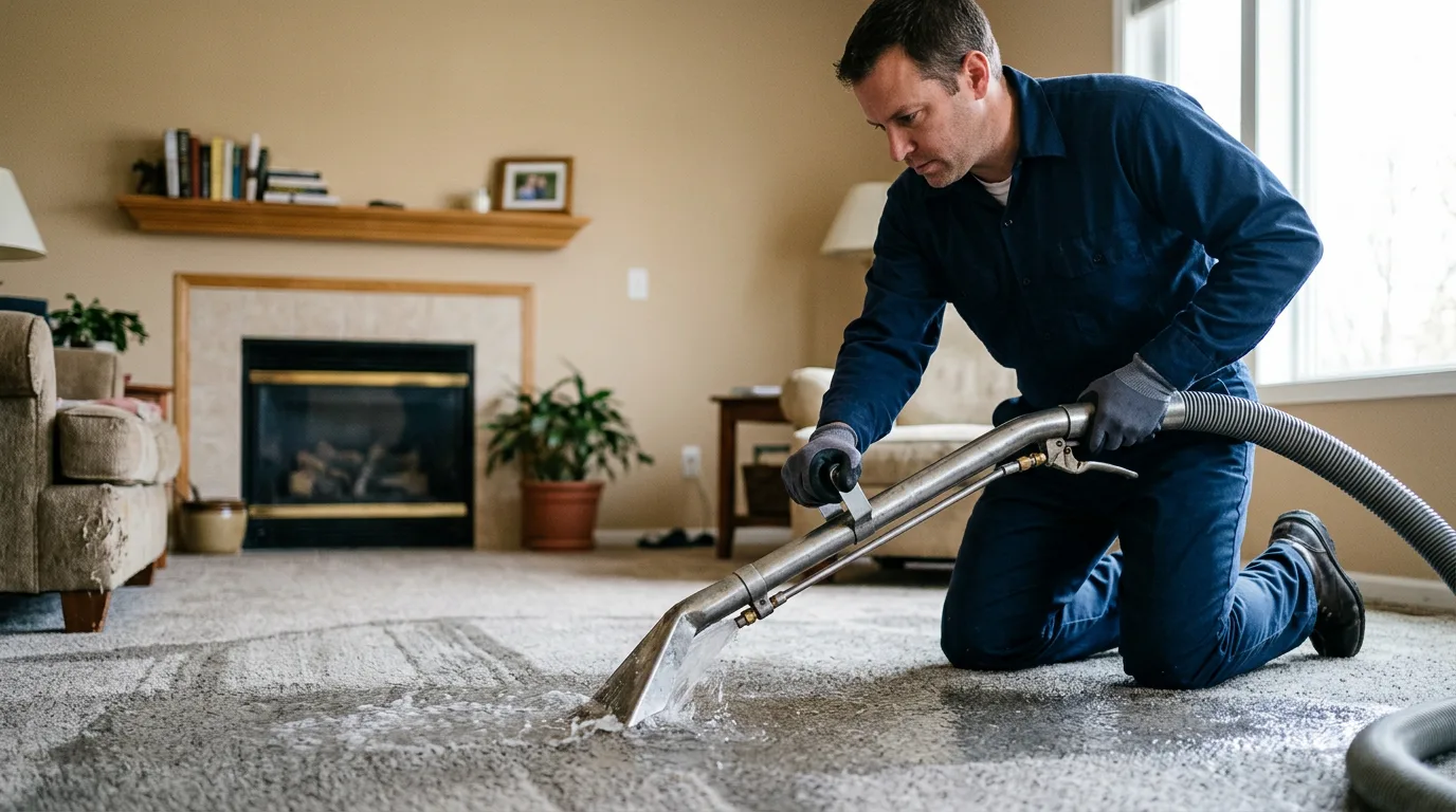 Water damage restoration technician working near Laurys Station, PA